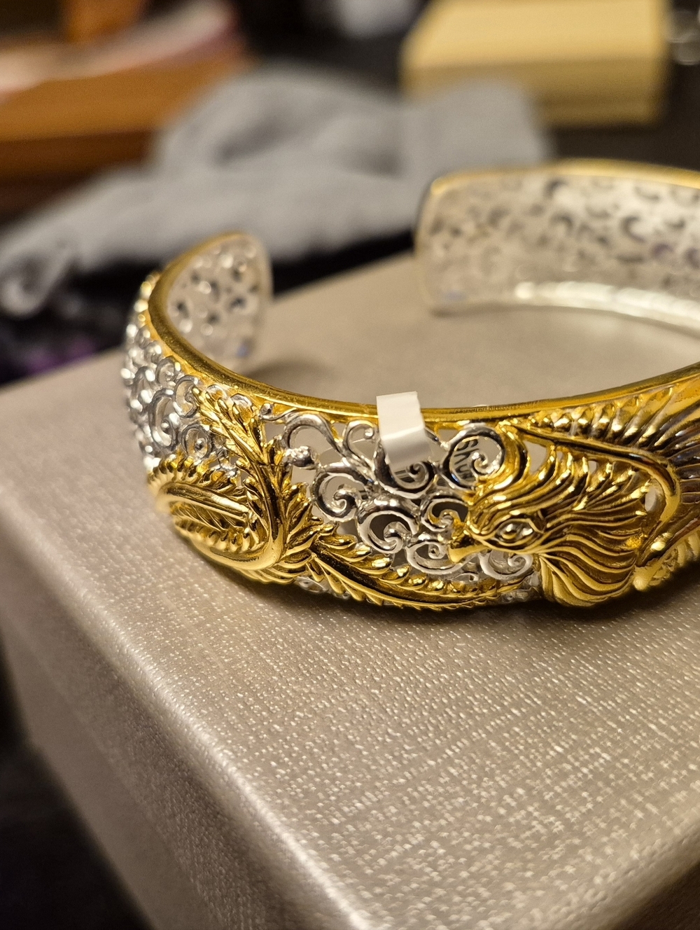 NWT BALI LEGACY TWO-TONE 22K Gold and STERLING PHOENIX CUFF BRACELET 30.6 GRAMS - Picture 10 of 14